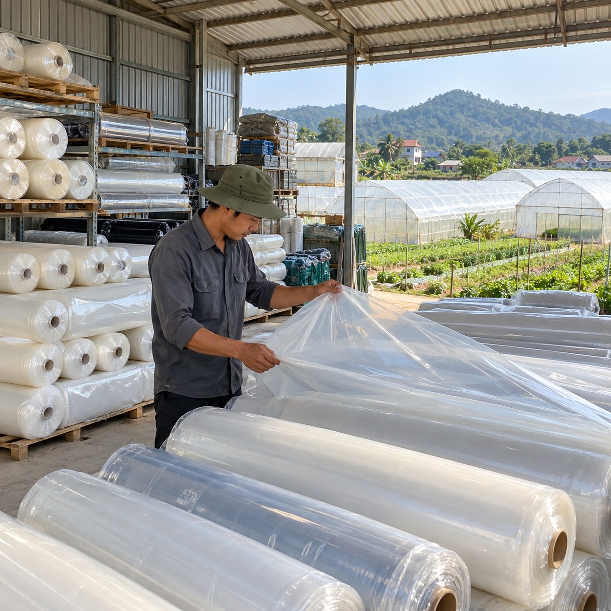 Bán lẻ màng nhà kính theo khổ cuộn chuẩn bị giao cho khách