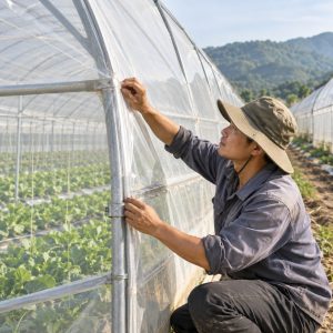 Màng nhà kính PE Đạt Hòa phủ khung vòm trồng rau