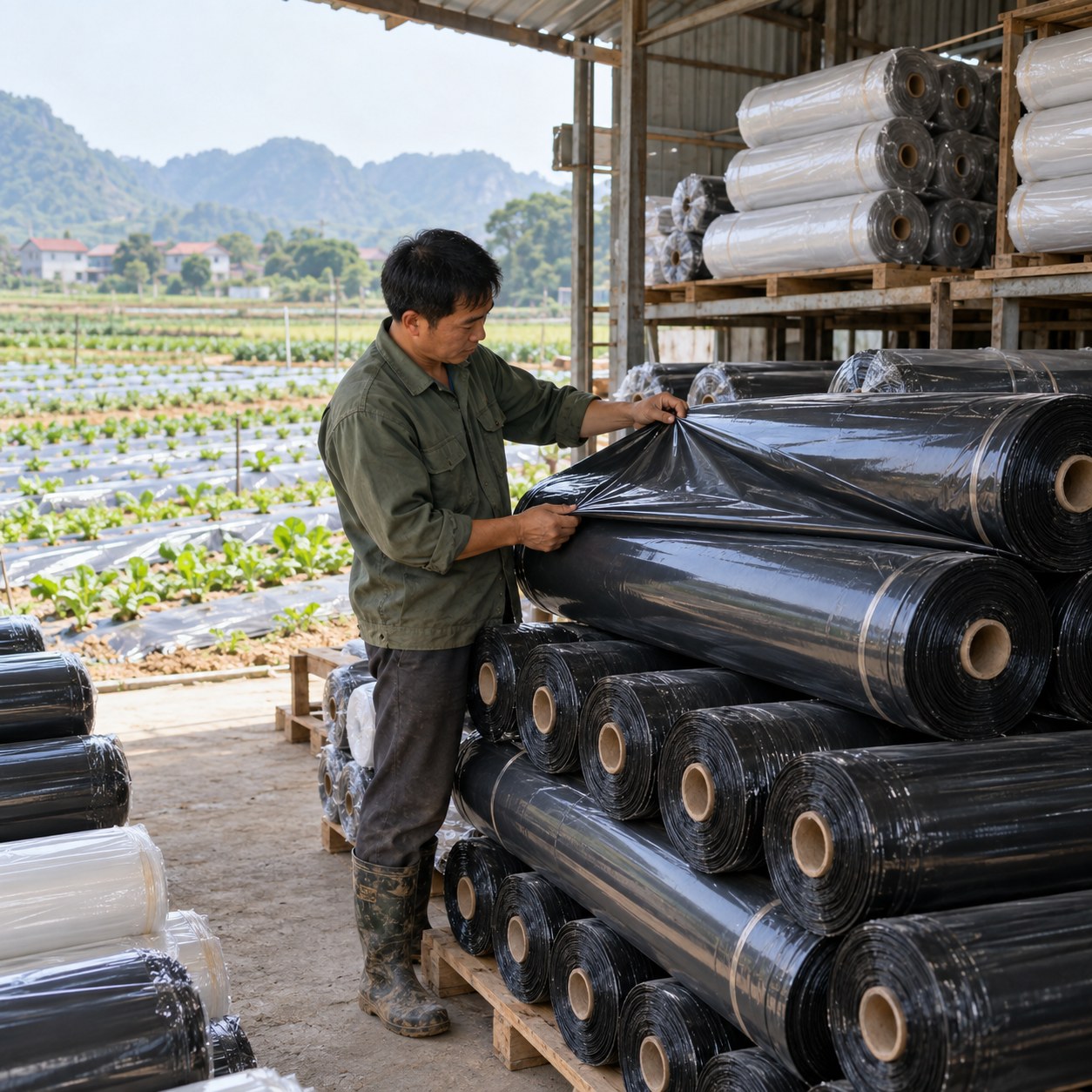Màng phủ nông nghiệp miền Bắc: chuẩn bị luống theo mùa vụ Màng phủ nông nghiệp miền Bắc trải trên luống rau trong khu vườn canh tác