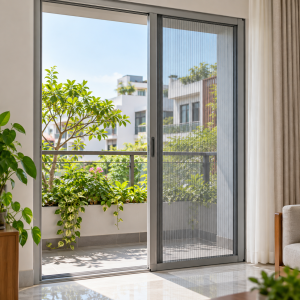 Cửa lưới Sagowin dạng xếp chống muỗi lắp trên cửa ban công nhà ở