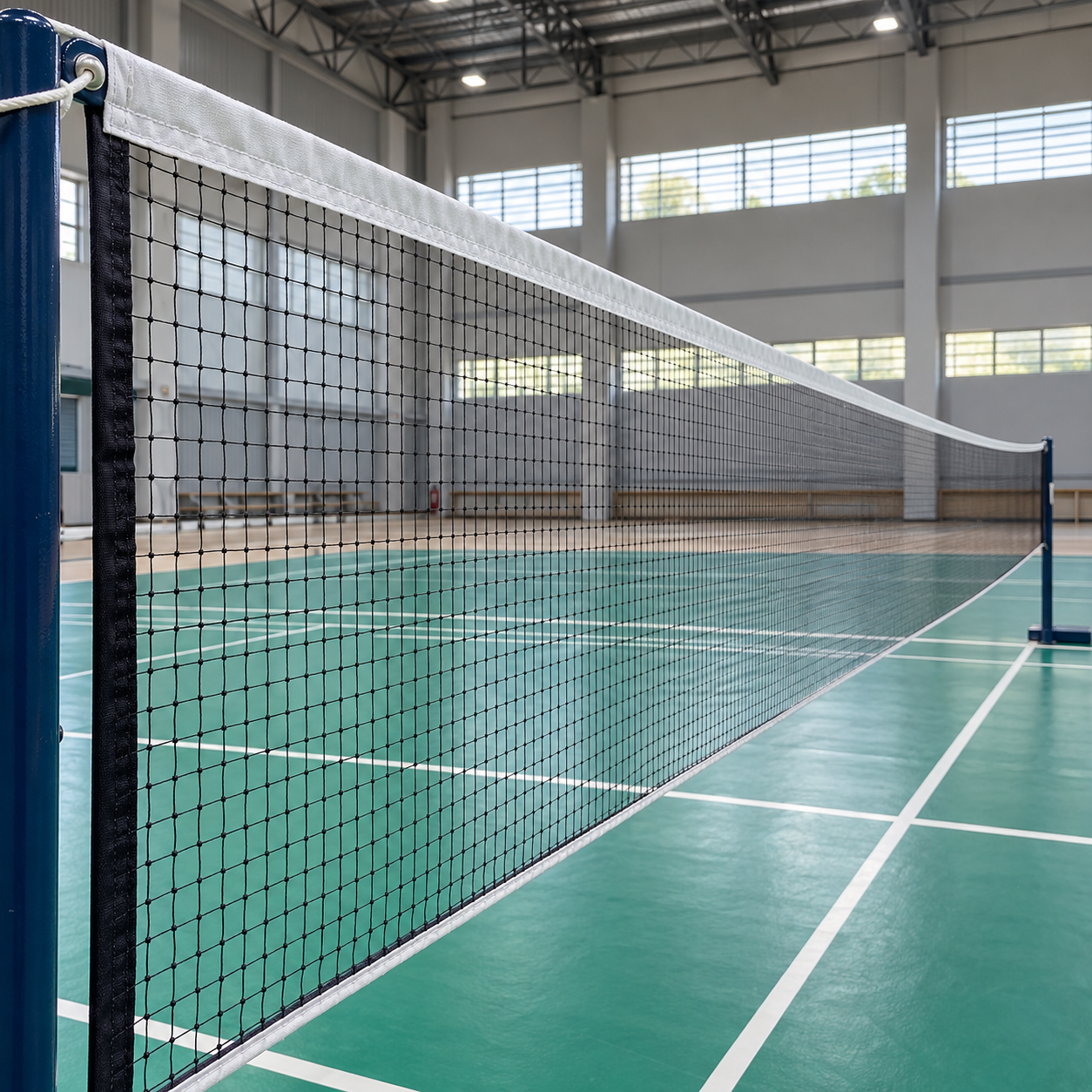 Lưới cầu lông trong nhà thi đấu Lưới cầu lông với viền trắng căng ngang sân trong nhà thi đấu