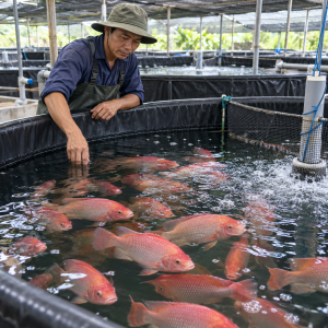 Nuôi cá diêu hồng trong bể lót bạt tại trang trại